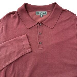 LIVERPOOL Men's Medium Burgundy Red Long Sleeve Knit Polo Shirt